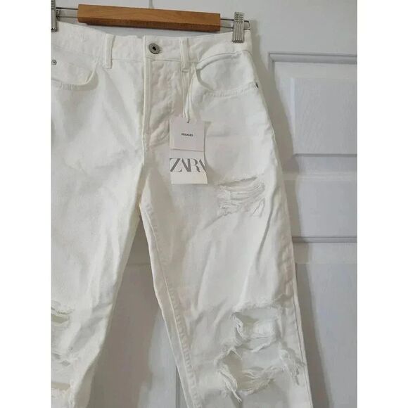Zara relaxed distressed jean 32, USA 0 NWT - Picture 6 of 6